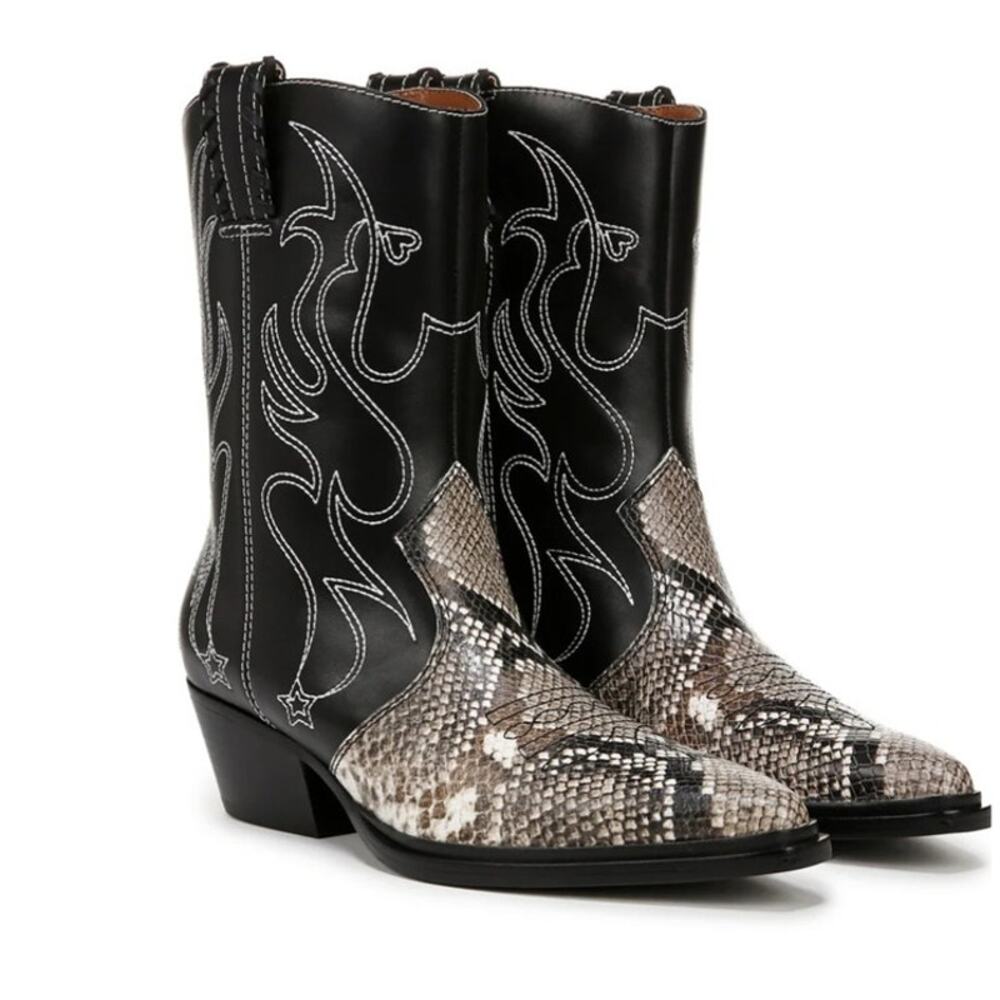 NIB Franco Sarto Women's Bianca Boot Snakeskin Western Cowboy 11M